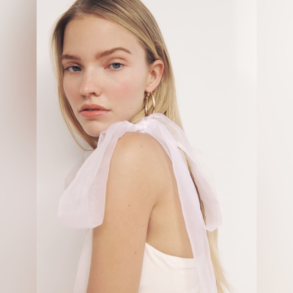 NEW Reformation Kairo Midi Dress Organza Straps Ivory Bridal | size 4 - Picture 3 of 16